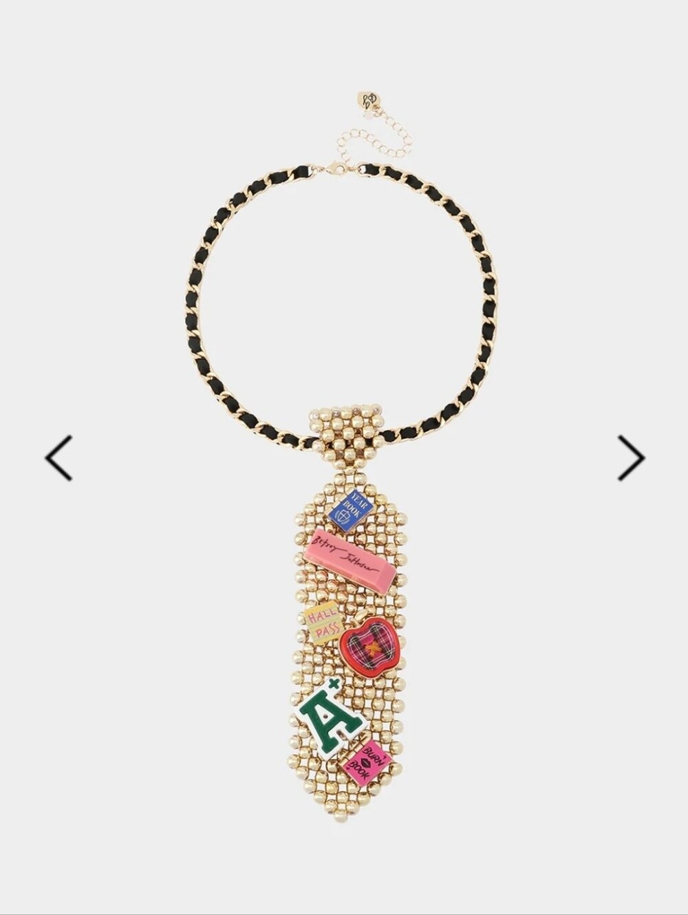 Betsey Johnson School Tie Long Pendant Necklace Multi